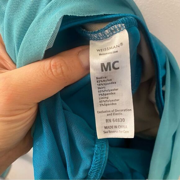 WEISSMAN solo Dance costume lyrical teal rhinestone Love In The Dark 14888 MC - Picture 13 of 14